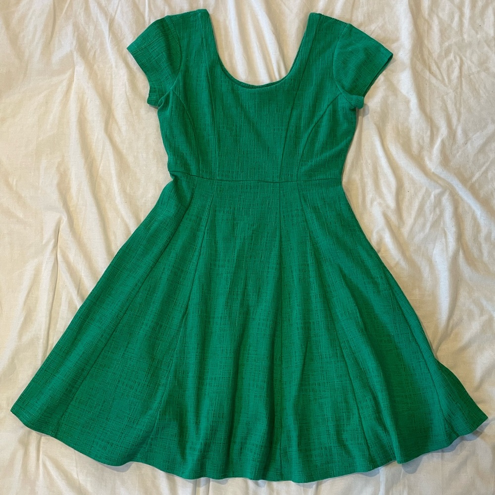 🤩 ANTHROPOLOGIE MAEVE Nova Fit and Flare Green Dress. Size Small - Picture 4 of 6